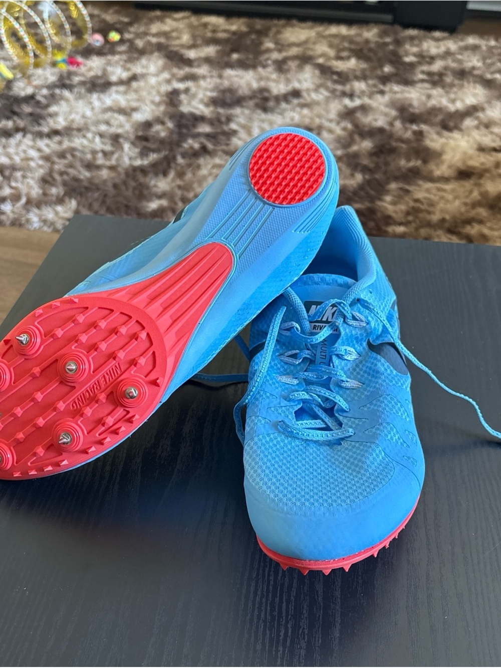 Nike Rival M Blue Track Spikes with Orange Soles